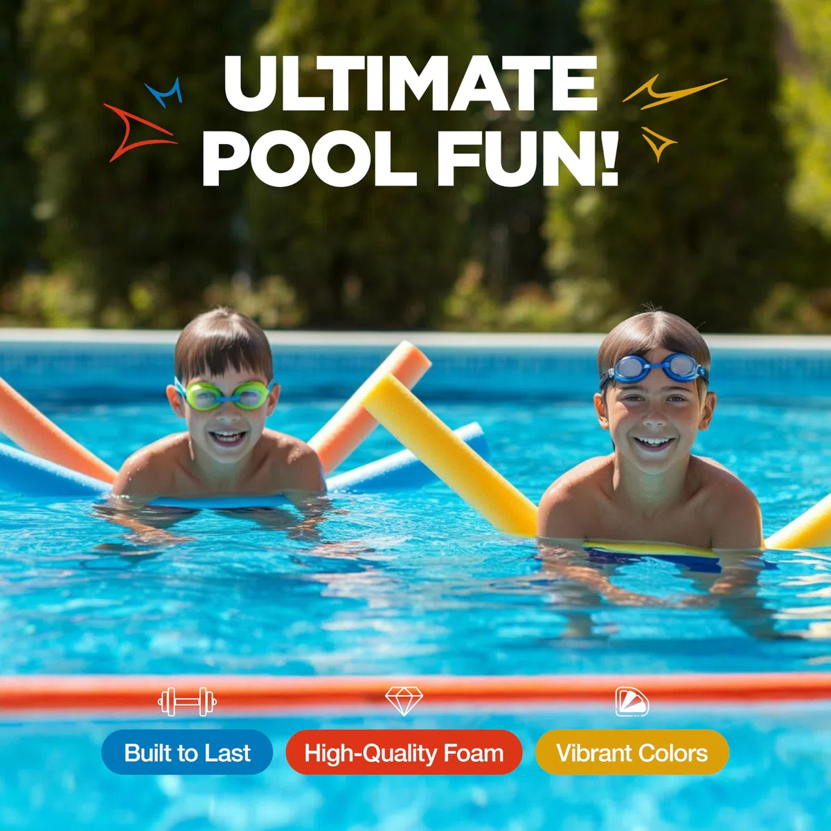 Play22 Pool Nudeln Schaumstoff, 6 Stück, weiche große rote Schaumstoffnudeln, Massen-Schwimmnudeln, Mehrzweck, schwimmendes Trainingsgerät, Übungshilfe, Bastelprojekte