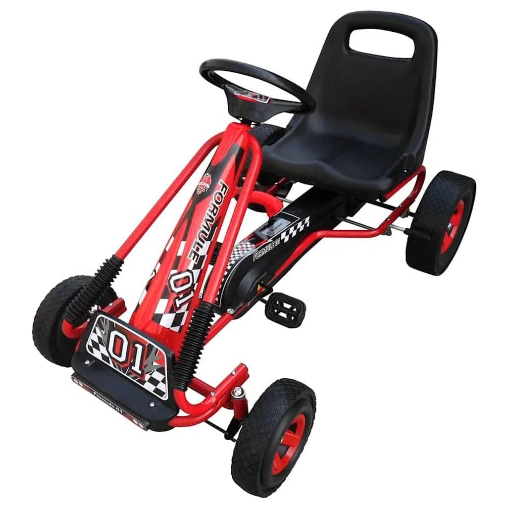 Go-Kart für Kinder, Tret-Gokart mit Kettenkasten, Rot, 96x60x56