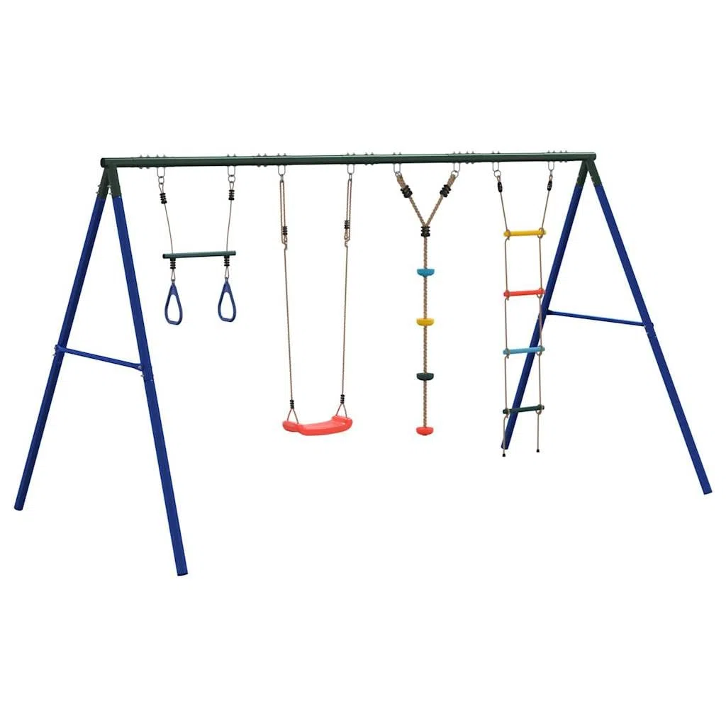 Mehrfarbiges Schaukel-Set mit Trapez, Leiter und Scheibe