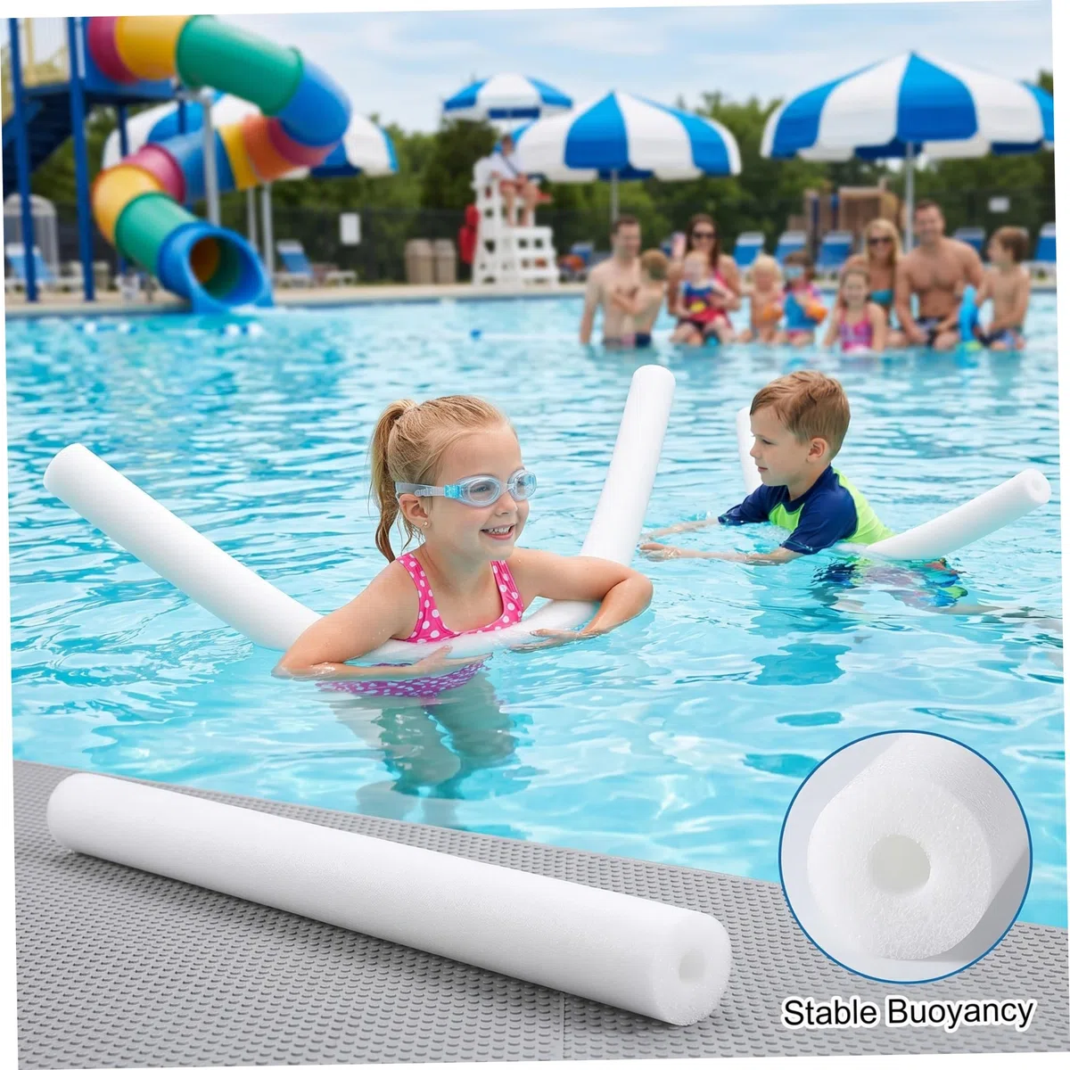 Große Poolnudeln, 5 Stück, Jumbo-Pool-Nudeln, Schaumstoff-Schwimmkörper mit hohlem Design, kratzfest, rutschfest, Wasserzubehör, schwarz, 150 cm