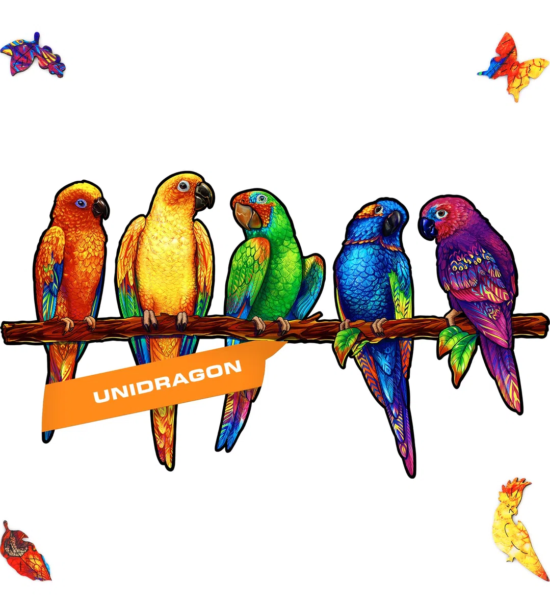 UNIDRAGON Holzpuzzle für Erwachsene - Playful Parrots Puzzle - 620 Teile