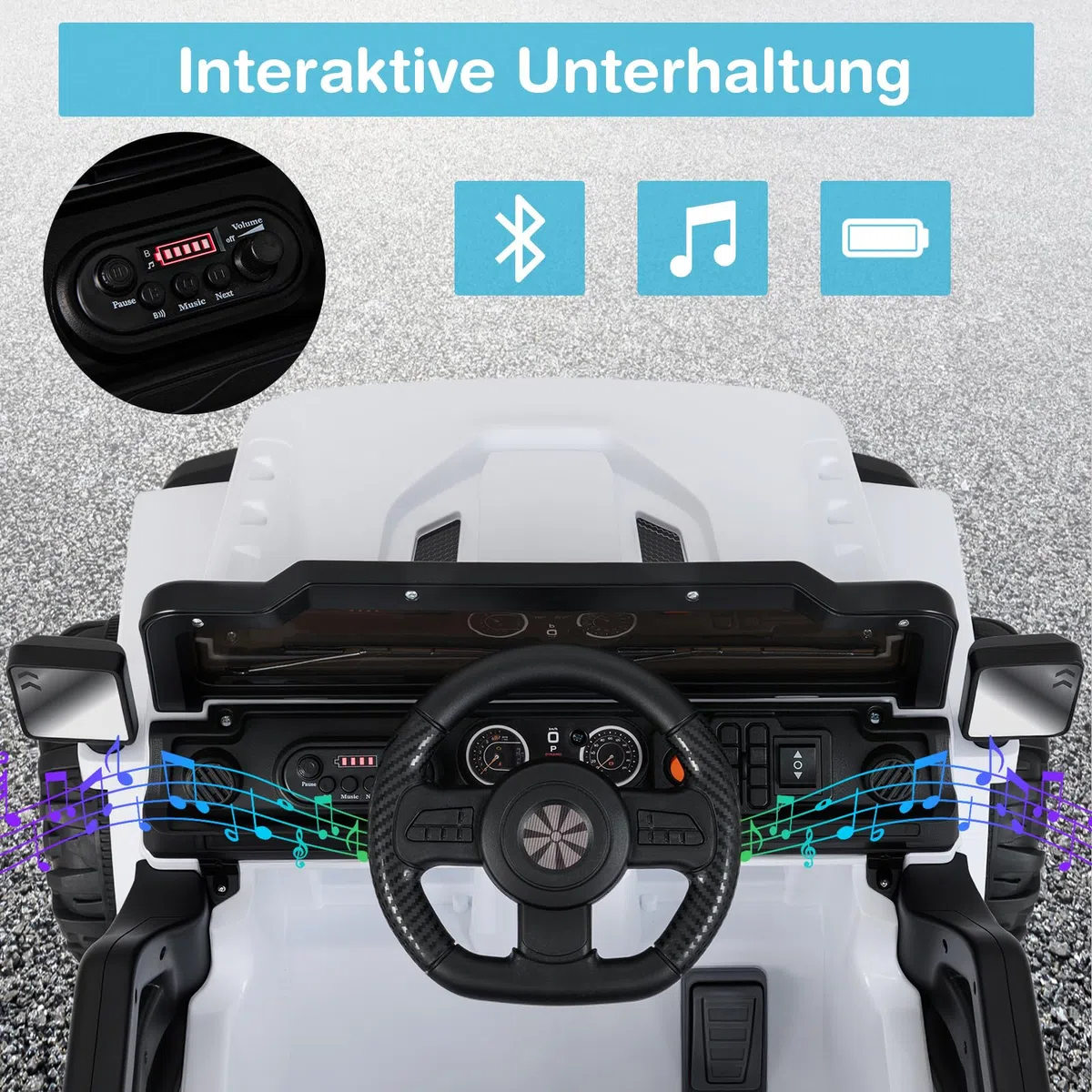 COSTWAY 12V Elektroauto Kinder, Elektro Kinderauto mit 2,4G Fernsteuerung, LED-Leuchten, Musik und Hupe, 3-6 km/h, Elektro Auto für Kinder ab 3 Jahren(Weiß)